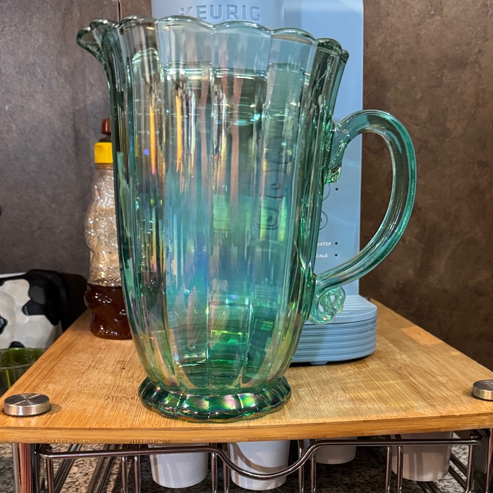 Pioneer Woman Green Glass Pitcher